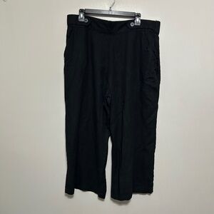 Croft & Barrow Womens Capri Pants XL Black Linen Pull On Cropped Comfy Lagenlook